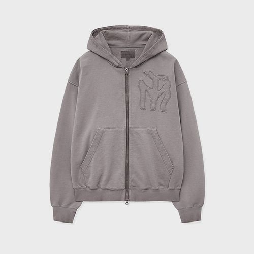 [인템포무드] Doodle Logo Washed Hood Zip-UP_Beige
