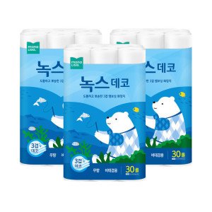녹스 모나리자 녹스 3겹 데코 30M 30롤 3개 총90롤 화장지