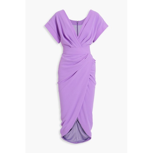 RHEA COSTA Belted draped crepe dress