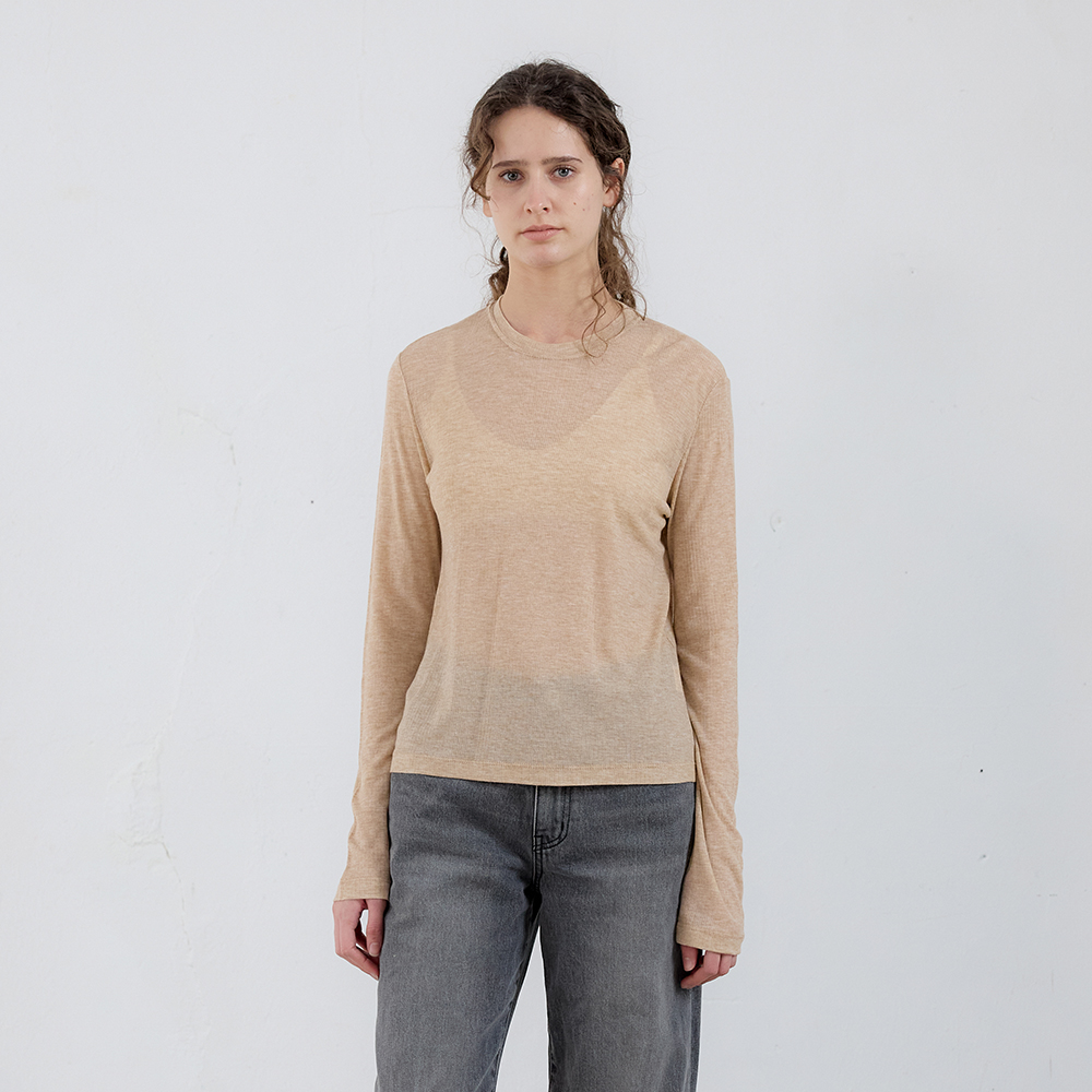 [아유서울] BASIC TENCEL LONG SLEEVE T-SHIRT, BEIGE
