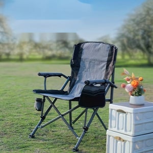 접이식 옥스포드 원단 캠핑 의자 - 컵 홀더 포함, 휴대용 야외 리클라이닝 라운지 시트, 여행 및 해변 파티용 - 튼튼한 지지대와 통기성 등받이, 사계절 사용 가능