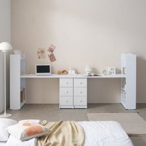 2인책상+책장+서랍장 세트 300cm P00000WG (착불)