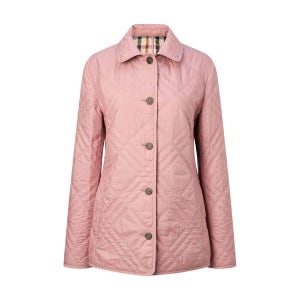 [닥스레이디스] 25SS 핑크 체크 배색 클래식 숏 퀼팅 점퍼 DLJU5AE13P3