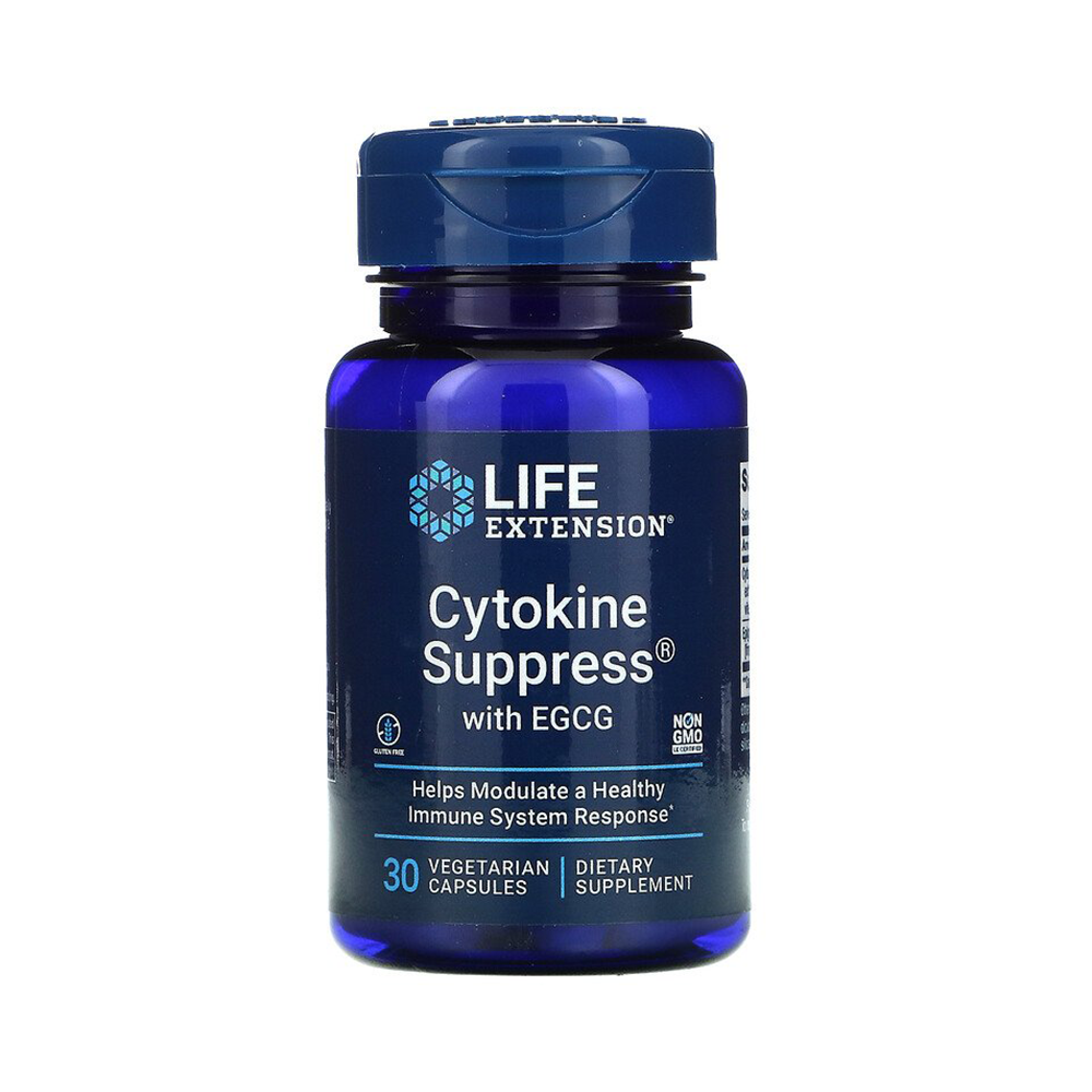 <b>라이프</b>익스텐션 사이토카인 <b>억제</b> Cytokine Suppress with EGCG 비텍신 이소비텍신 에피갈로카테킨 갈레이틴 30 Vegetarian Capsules  1개  30정