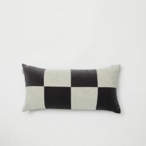벨벳 체크 쿠션커버 30x60 - 다크 그레이