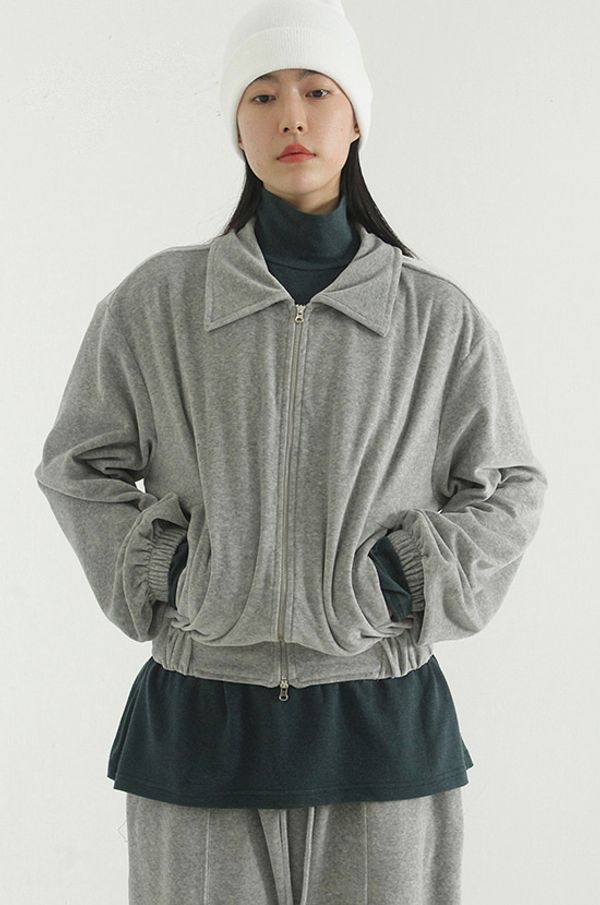 바람막이/아노락 collar neck velvet zip-up jacket