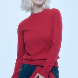 [캐시미어 100] 캐시미어 베이직 크루넥 풀오버 (RED)