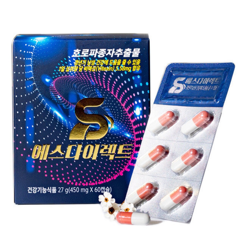 남성호르몬 테스토스테론 활력 증진 남성갱년기영양제 에스다이렉트 호로파종자<b>추출물</b> 블랙마카 흑<b>마늘</b> 야호맨  1개  60정