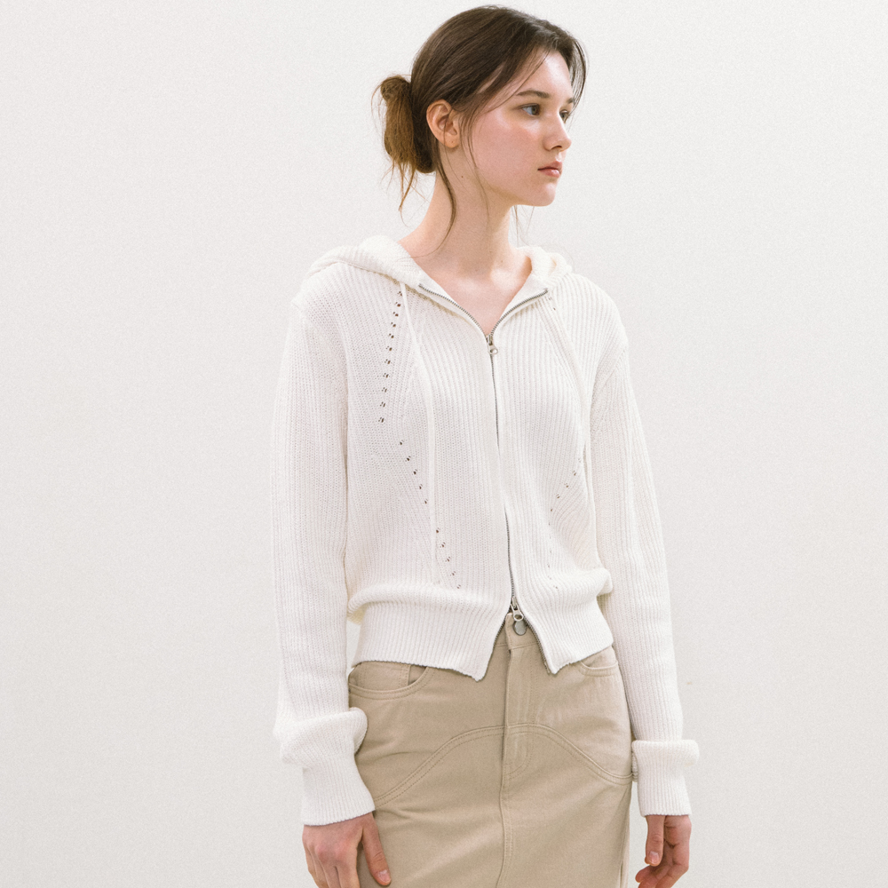 엽페 HAZI HOOD KNIT ZIP UP ONE SIZE IVORY