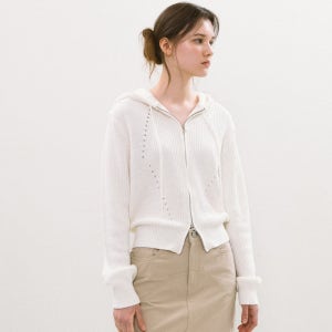 엽페 HAZI HOOD KNIT ZIP UP ONE SIZE IVORY