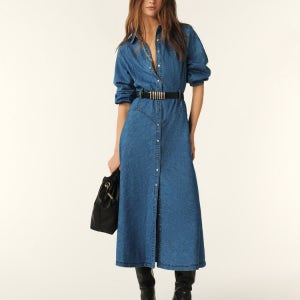 [바쉬] 블루 스트랩 면 데님셔츠형원피스 SIDR5E005B2