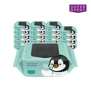슈퍼대디 시그니처 미스터펭 민트 물티슈 캡형 70매 20팩(70g)