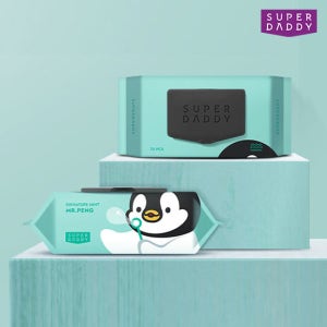 슈퍼대디 시그니처 미스터펭 민트/피치 물티슈 캡형 70매 20팩(70g)