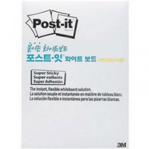 3M 포스트잇 드라이 이레이즈 설페이스 (DEFReg) 붙이는 화이트보드 17.7x28.7cm 1팩 (15매입)
