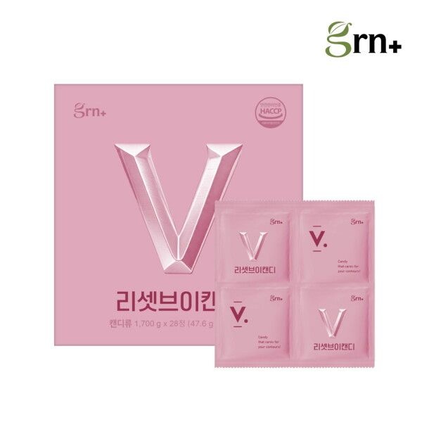 <b>GRN</b> [<b>지알앤</b>] <b>GRN</b> 붓기케어 츄어블 리셋 브이 캔디 1박스 (1,700mg x 28정)