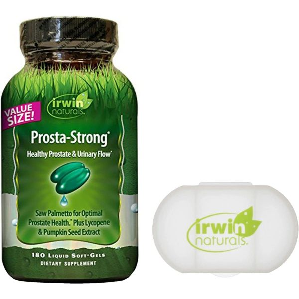 <b>Irwin</b> Naturals <b>어윈 내추럴</b> 프로스타강력 쏘팔메토 리코펜 호박 씨앗 가 포함 활력 180개 리퀴드 캡슐겔 필 케이스 번들 소변 흐름 지원  1개  180정
