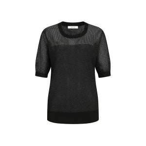 [아이잗바바(OUTLET)] 펀칭 배색 풀오버 니트 (BLACK) BP6A1PO021