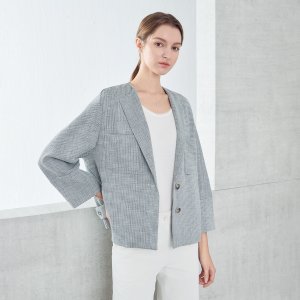 [아이잗바바(OUTLET)] 루즈핏 하운드투스 라펠 재킷 (CHECK BLACK) BP6A0JK121