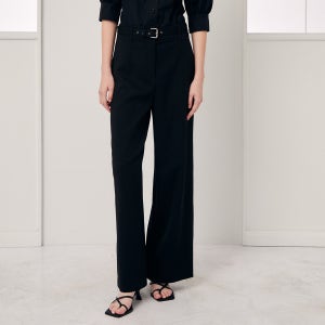 [지고트(OUTLET)] 모던 벨티드 와이드 슬랙스 팬츠 (BLACK) JP6A0SL313