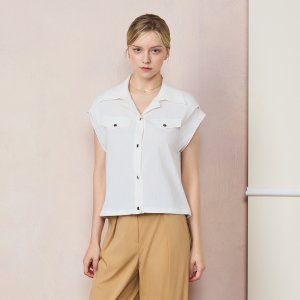 [지고트(OUTLET)] 스트링 캡 슬리브 블라우스 (WHITE) JP6A0BL543