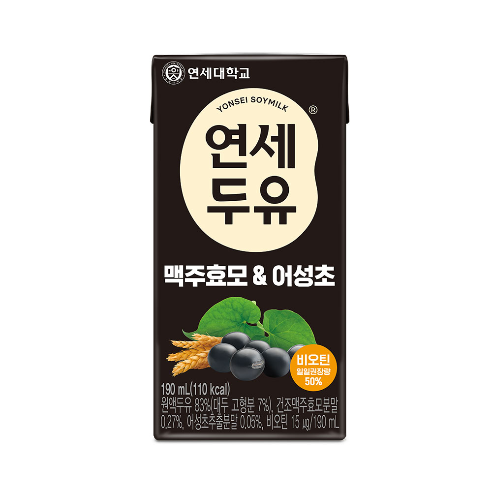 Yonsei Milk Yonsei Soy Milk Black Bean & Brewer's Yeast Soy Milk, 190ml, 48 pcs