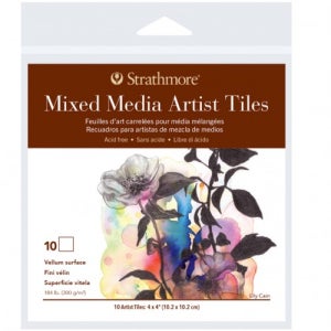 8000 스트라스모아 믹스드 미디어 타일 수채화용지 Vellum 300g 10x10cm 1팩 (10장) - GI105980