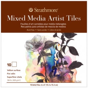 12000 스트라스모아 믹스드 미디어 타일 수채화용지 Vellum 300g 15x15cm) 1팩 (10장) - GI105981