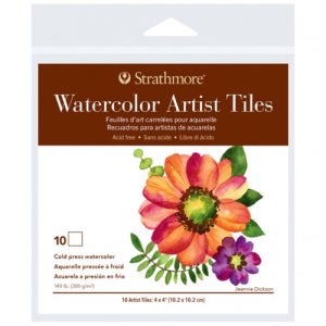 8000 스트라스모아 워터칼라 아티스트 타일 수채화용지 Cold press 300g 10x10cm 1팩 (10장) - GI105971