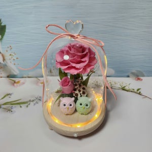 시들지않는생화 천일화 큰송이 장미 부엉이커플 무드등 , 기쁨플라워😊