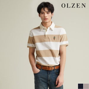 [4U회원전용][올젠] 올리버 럭비 스트라이프 반팔 카라 티셔츠 (ZMD2TT1302)