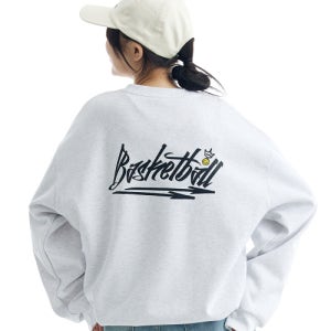 [크림소다랩] 바스켓볼 아크 빅 로고 맨투맨 라이트그레이 CEZK22P020LG