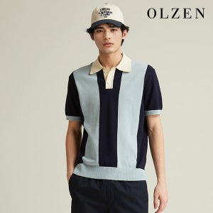 [4U회원전용][올젠] 올리버 배색 반팔 카라 니트 (ZMD2ET1101)