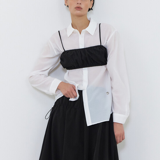 에트몽 Flow Sheer Shirt, White
