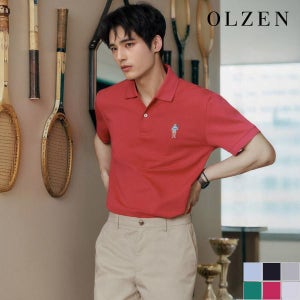 올젠 남녀공용 올리버 패치 반팔 카라 티셔츠 (ZMD2TT1301)