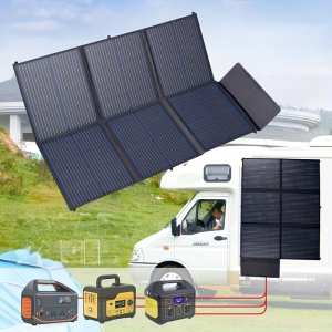 RCL-200W 휴대용 태양광 패널 MC4 18V, 6개의 접이식 태양광 패널, RV 여행, 캠핑, 제너레이터 전원에 적합, 보관 가방 및 연결성 포함, 야외 모험, 캠핑 및