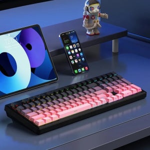 신맹 XINMENG A98 기계식 키보드 무선 게이밍 핫스왑 가스켓 구조 RGB 리니어축 블랙핑크 측각 TTC 블루축