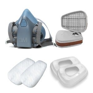 3M 반면형 양구형 방독마스크 중형 7502 풀세트 (7502+6001K+501+5N11)