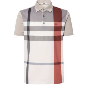 [닥스 남성] 베이지 체크 면혼방 반팔카라티셔츠 DMTS5BC01I2