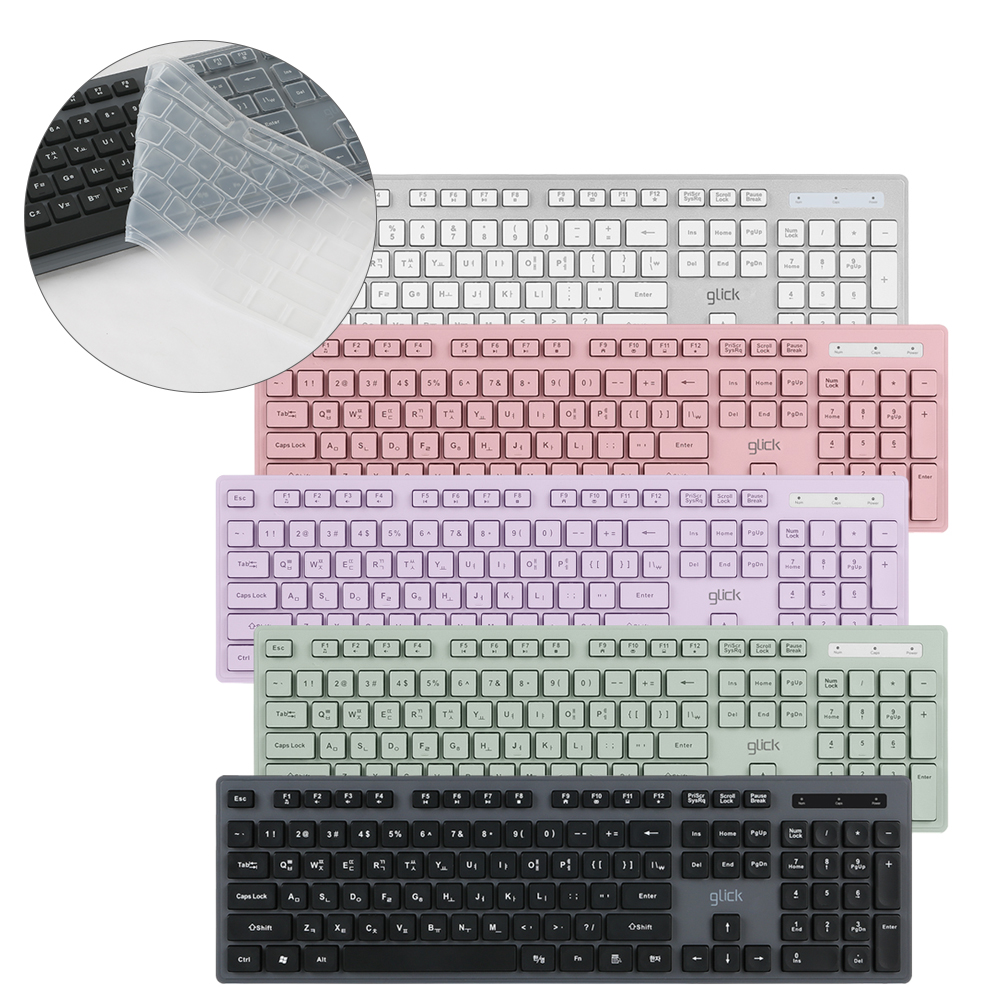 지클릭커 오피스프로 저소음 무선 키보드 WK10 블랙, 멤브레인