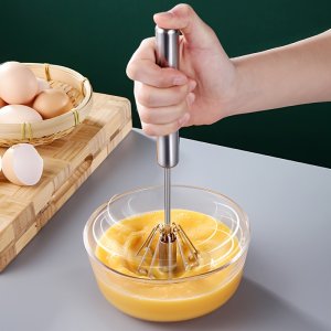무선 핸드헬드 블렌더 - 휴대용 스테인리스 스틸 믹서, 전기 불필요, 베이킹·조리·스무디·마요네즈에 완벽, 가정/여행/캠핑용, 세척 쉬운 주방 도구, 슬림한 손잡이 디자인, 내구성