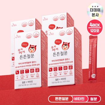 더데이 초등학생 어린이 철분제 비타민C 우리아이 맛있는 튼튼철분 어린이엽산보충(120포)