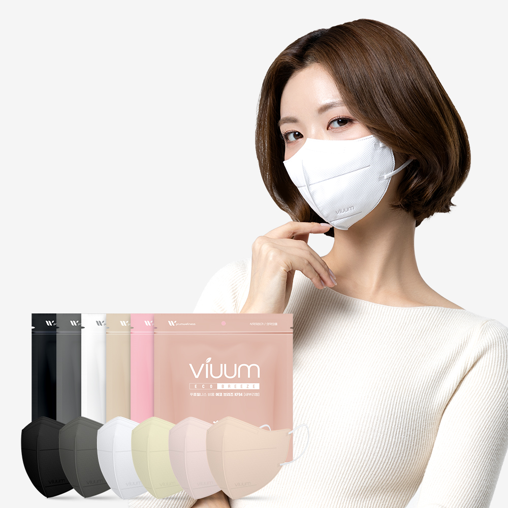에스케이엘 VIUUM 비움 에코브리즈 KF94 마스크 L(대형), 화이트, 50개