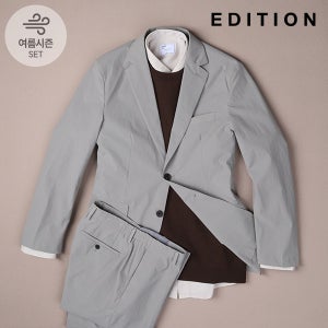 [에디션] 린넨 투버튼 카키 셋업수트 (NED2KG1952_NED2PP1952_KBE)
