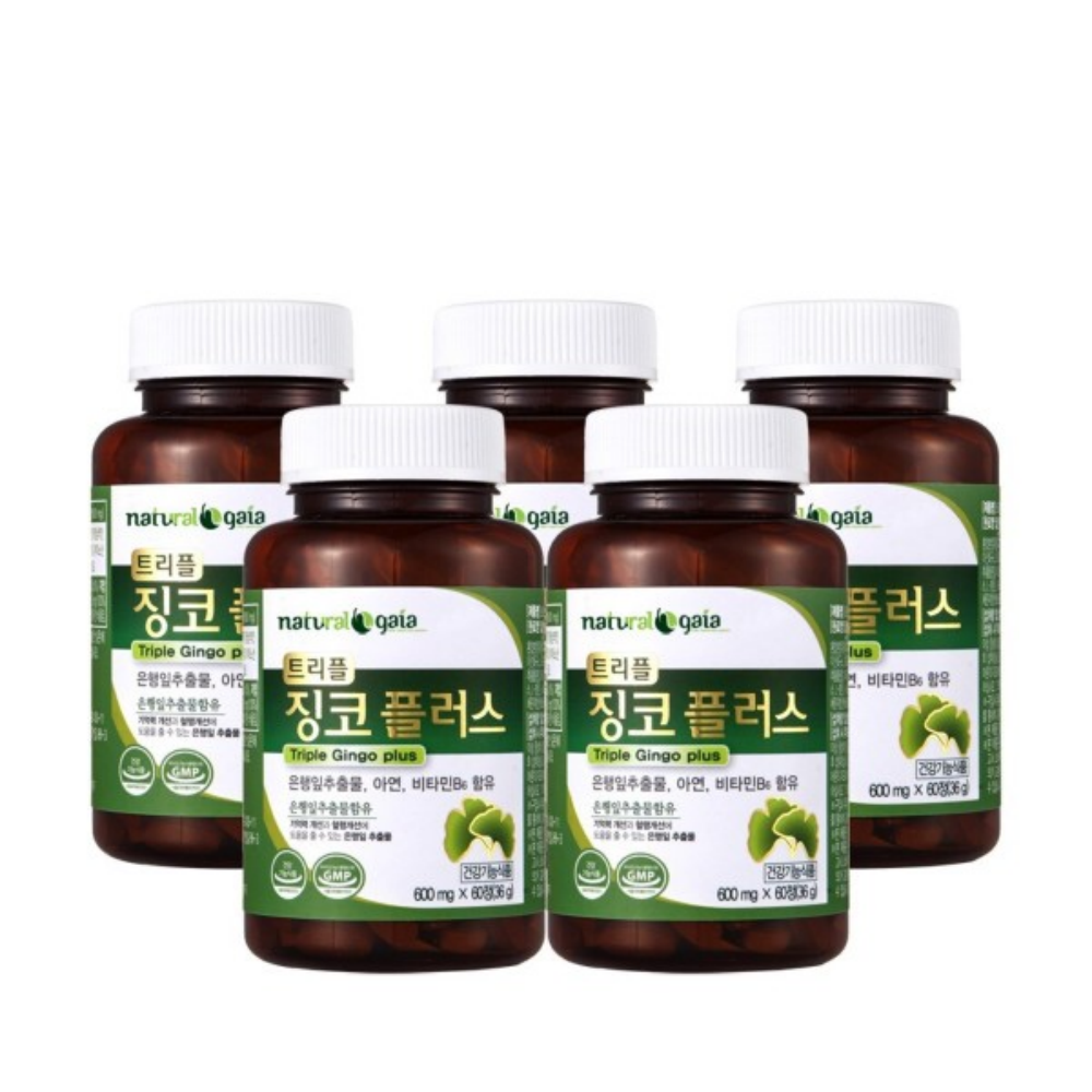 내츄럴<b>가이아</b> 트리플 징코플러스 5병  60정  5개