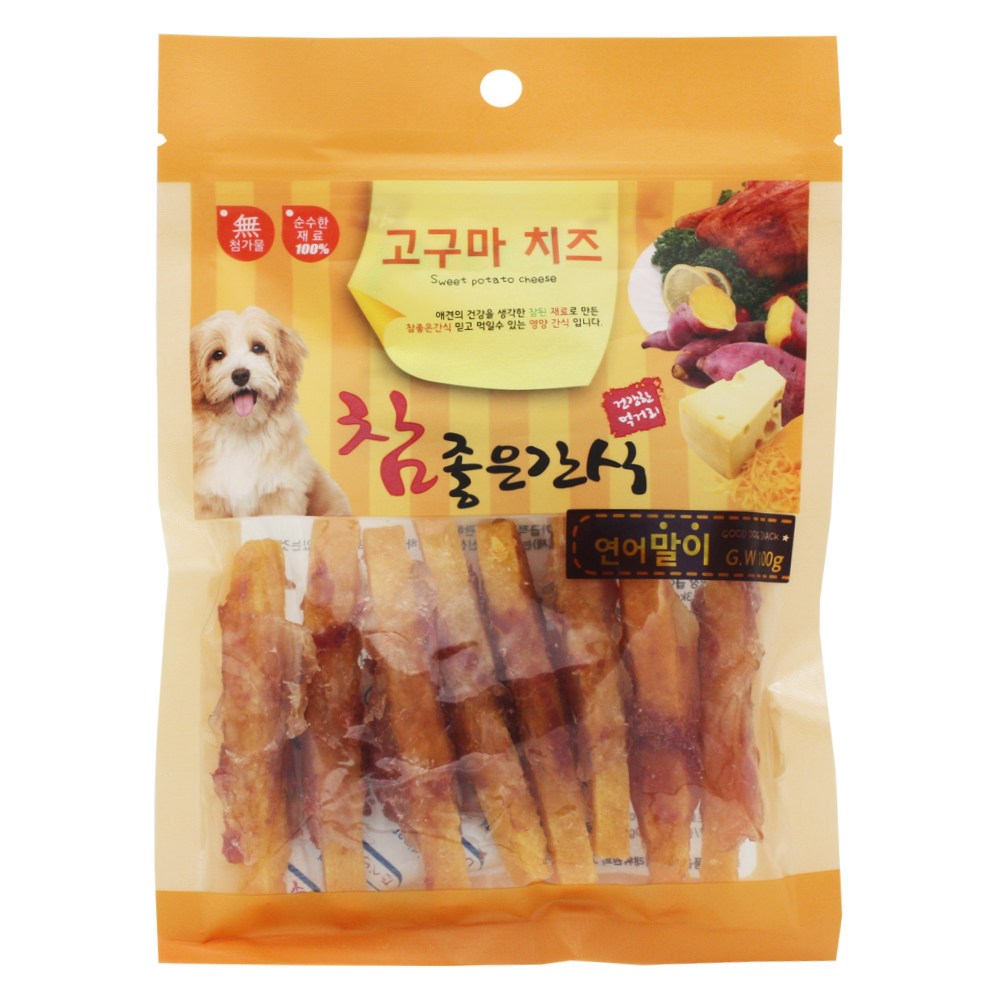 헬로도기 강아지 고구마치즈 육포 간식 연어말이 100g 5개 (헬로도기)
