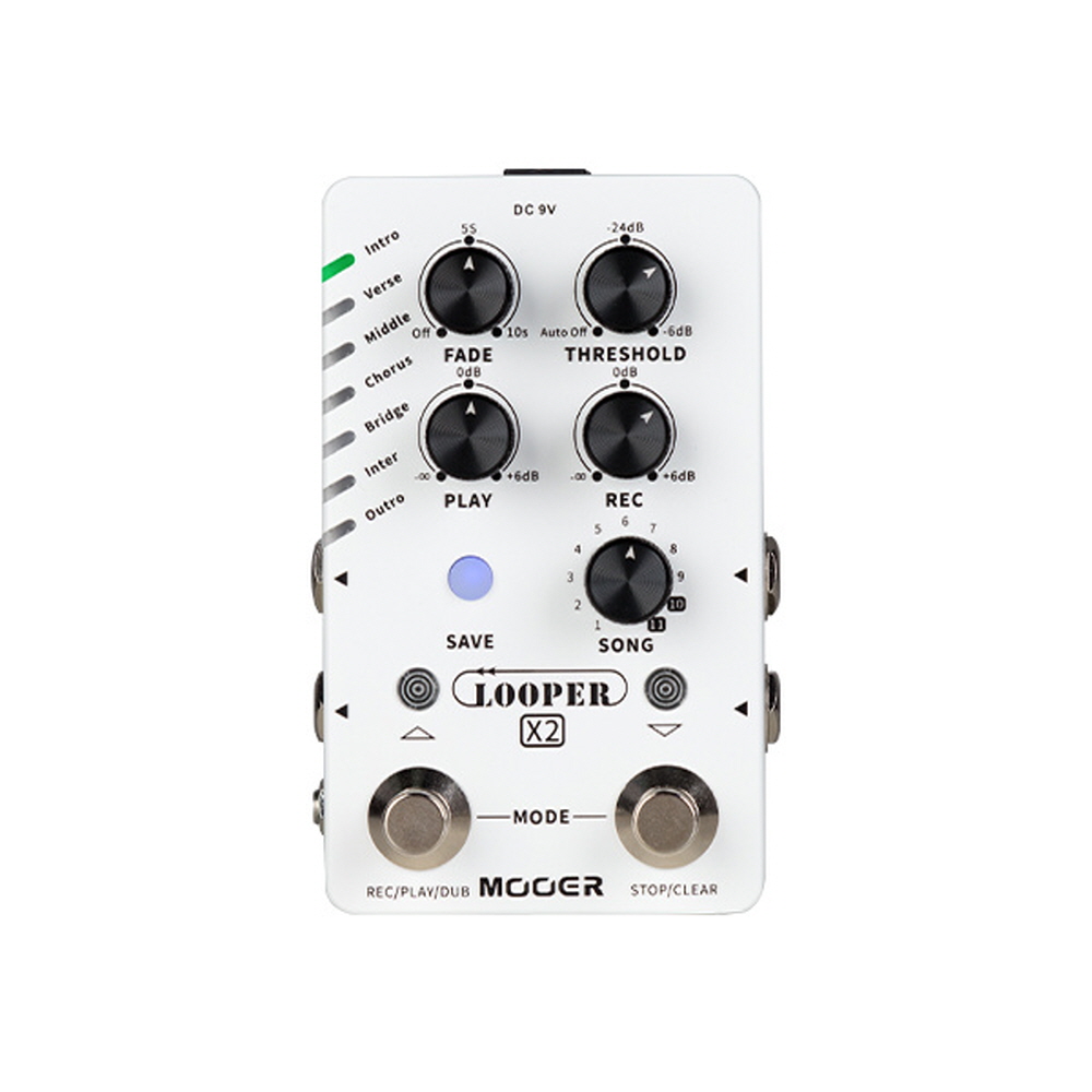 MOOER 무어 LOOPER X2 전자기타 이펙터 페달 스테레오 루퍼 300분 녹음