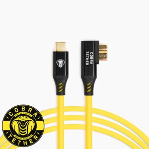 [코브라 테더 11] USB-C to Micro-B 90도 직각 테더링 케이블 5G 속도 5M 옐로우