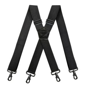 남녀공용 블랙 엑스백 고탄력 멜빵, 내구성 있는 고무/폴리에스터 원단 및 아연 합금 후크와 맞춤형, 셔츠 및 정장용 레트로 스타일 조절 가능한 스트랩, 다용도 의류 액세서리 |