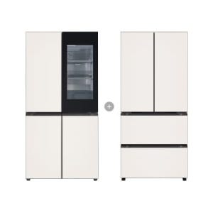 LG 디오스 오브제컬렉션 STEM 베이직 냉장고 Fit & Max (노크온) + LG 디오스 오브제컬렉션 김치톡톡 Fit & Max R1081GBB357