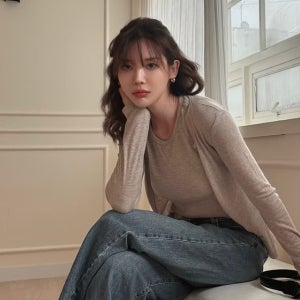 [바쉬] 카멜 멜란지 골지 슬림핏 울혼방 긴팔티셔츠 SITS5E015CM